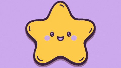 Looping illustration of a yellow star sticker squishing and rebounding like jelly