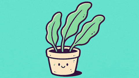 Looping illustration of a potted plant swaying from side to side
